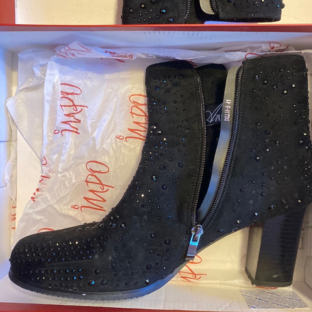 Azusa black rhinestone booties